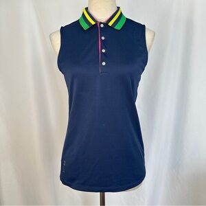 RLX Ralph Lauren Golf Tennis Polo Shirt Women’s Medium Cropped‎ Sleeveless Blue